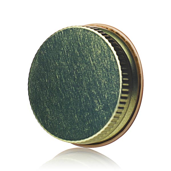38-400 GOLD THREADS AND KNURLED EDGE TIN PLATE METAL SCREW CAP - PLASTISOL LINER