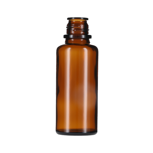 120CC AMBER POUR-OUT ROUND GLASS BOTTLE - 28-430 NECK