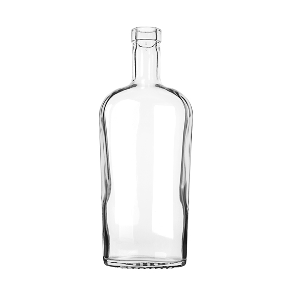 :750ML FLINT GLASS ECO BASE PHILADELPHIA FLASK BAR TOP OVAL - 21.5MM NECK