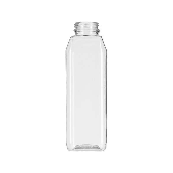 16OZ CLEAR PET WIDE MOUTH BEVERAGE BOTTLE SQUARE - 38-385 DBJ NECK