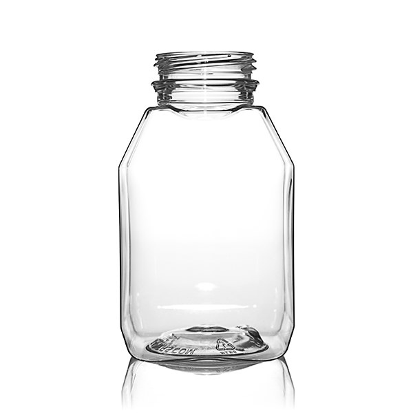 8OZ CLEAR PET WIDE MOUTH SQUARE BEVERAGE BOTTLE - 38-385