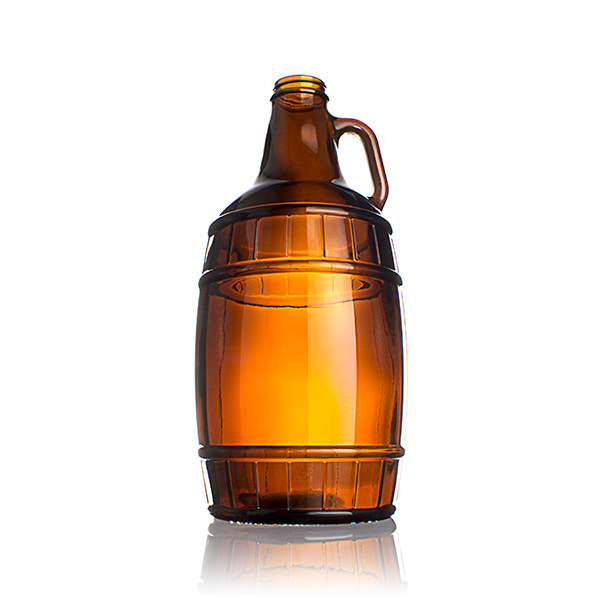 64OZ AMBER GLASS BARREL GROWLER ROUND - 38-405 NECK