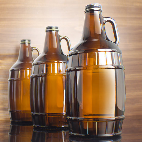 64OZ AMBER GLASS BARREL GROWLER ROUND - 38-405 NECK-detail image