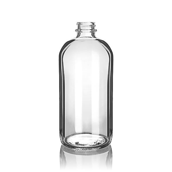 16OZ FLINT BOSTON ROUND GLASS BOTTLE - 28-400 NECK