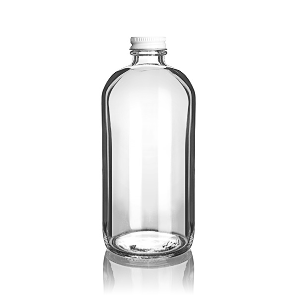 16OZ FLINT BOSTON ROUND GLASS BOTTLE - 28-400 NECK-detail image