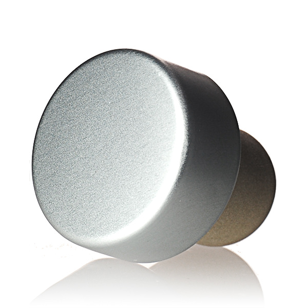 19.5MM SILVER ALUMINUM STAR CAP BAR TOP CLOSURE - SYNTHETIC CORK SHANK