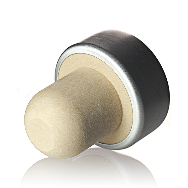 19.5MM SILVER ALUMINUM STAR CAP BAR TOP CLOSURE - SYNTHETIC CORK SHANK-detail image