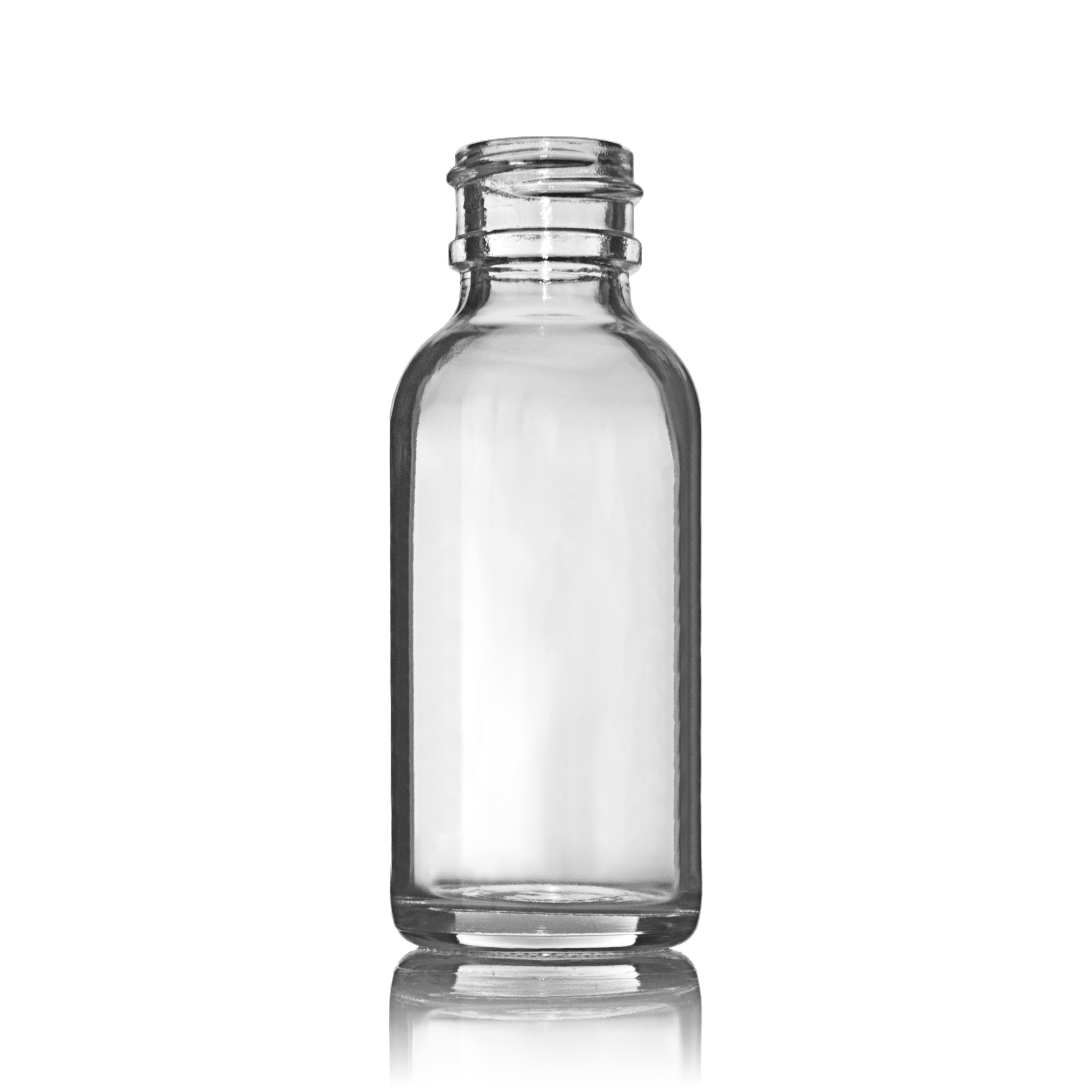  1OZ FLINT GLASS BOSTON SMALL TRANSFER BEAD ROUND BODY - 20-400 NECK