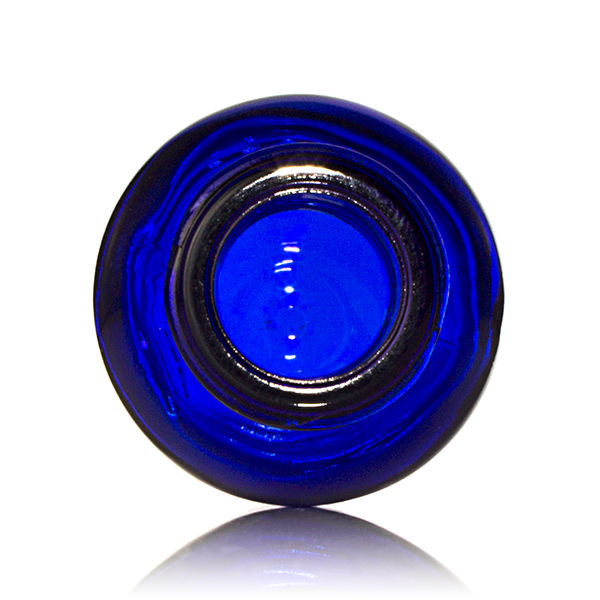 1OZ COBALT BLUE BOSTON ROUND GLASS BOTTLE - 20-405 NECK-detail image