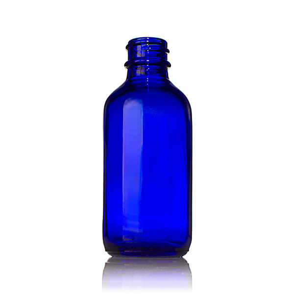 2OZ COBALT BLUE BIG BEAD BOSTON ROUND GLASS BOTTLE - 20-400 NECK