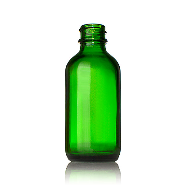 2OZ GREEN BIG BEAD BOSTON ROUND GLASS BOTTLE - 20-400