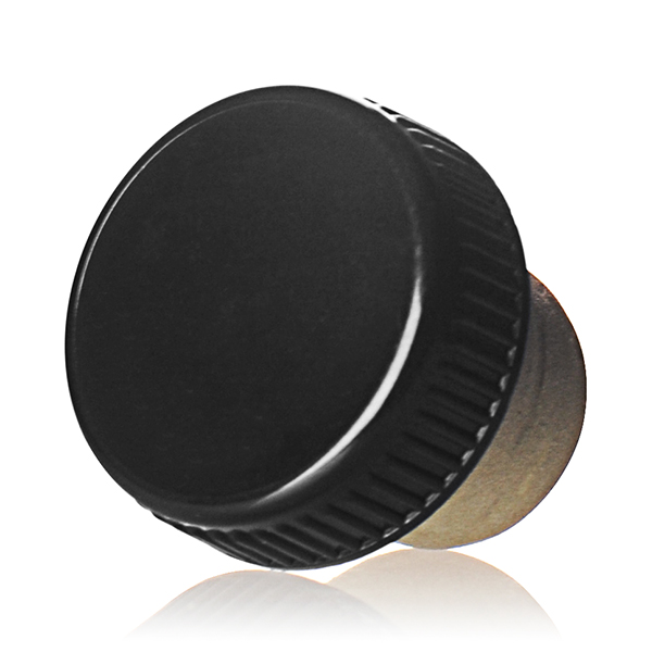 19.5MM BLACK GLOSSY KNURLED SIDE / SMOOTH TOP PP 29 X 10 SYNTHETIC SHANK BAR TOP CLOSURE