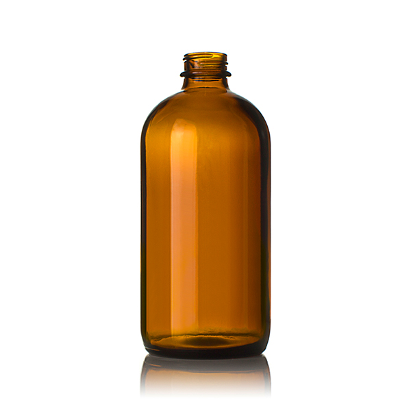16OZ AMBER BOSTON ROUND GLASS - 28-400-detail image