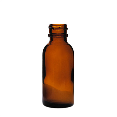 1OZ AMBER BOSTON ROUND GLASS BOTTLE - 20-405 NECK