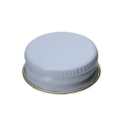 28-400 WHITE THREADS AND KNURLED EDGE METAL SCREW CAP - PULP & POLY LINER