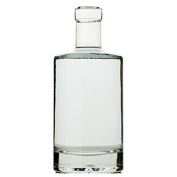 375ML FLINT GLASS JERSEY BAR TOP SPIRITS BOTTLE ROUND WITH 18.5-CORK NECK FINISH