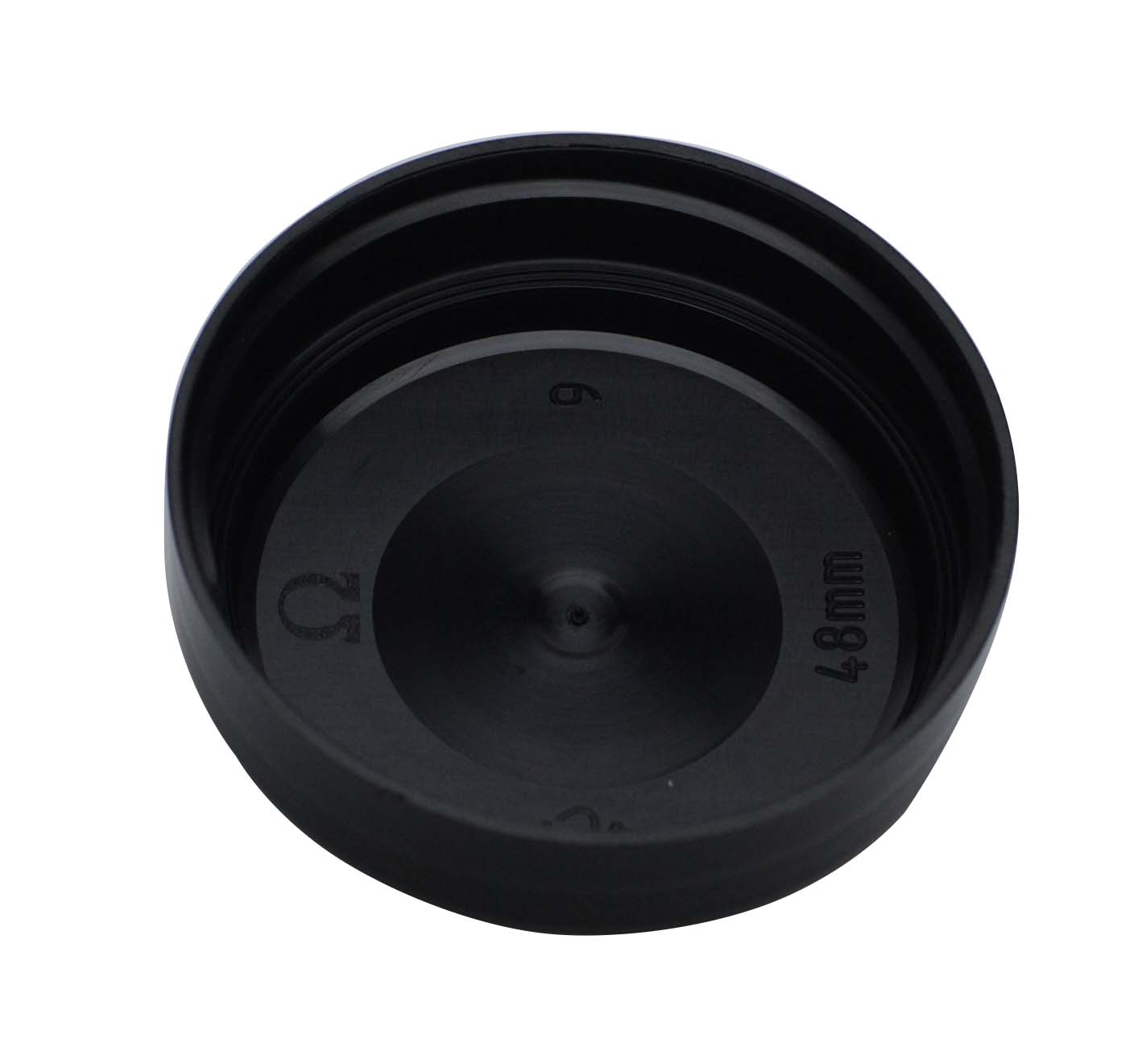 48-400 BLACK SMOOTH SIDE / SMOOTH TOP PP DOME STYLE PLASTIC CT CAP-detail image