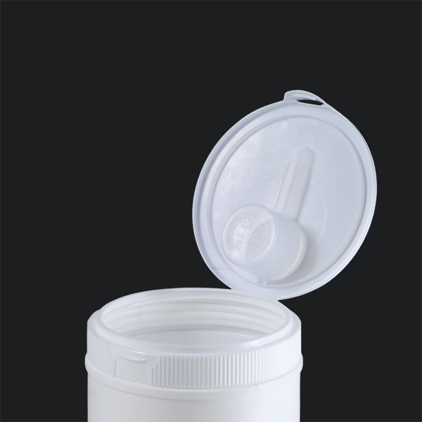 120-400 WHITE RIB SIDE MATTE TOP FLIP TOP WITH SCOOP STORAGE MEGA FLIP PLASTIC SCREW CAP