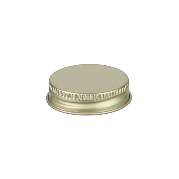 38-400 GOLD THREADS AND KNURLED EDGE TIN PLATE METAL SCREW CAP - PULP AND POLY LINER