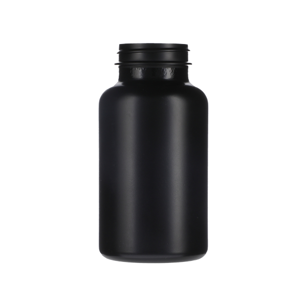 300CC BLACK HDPE PACKER BOTTLE ROUND - 45-400 NECK