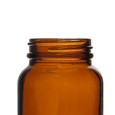 150CC AMBER GLASS WIDE MOUTH PACKER ROUND WITH 45-400 NECK FINISH-detail image
