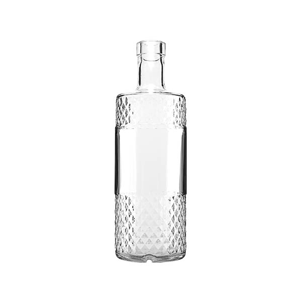 750ML FLINT GLASS CAMBRIDGE SPIRITS BOTTLE ROUND WITH 21.5MM BAR TOP NECK