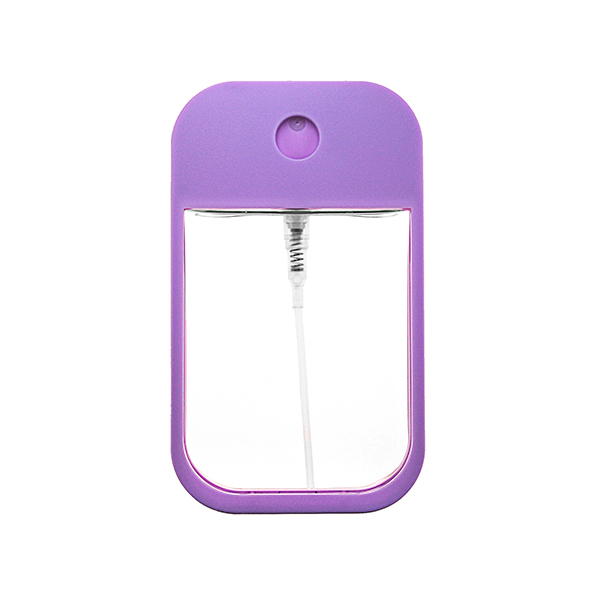 N1012947 : 45ML CLEAR PETG TRAVEL SPRAYER RECTANGULAR WITH PURPLE ABS FRAME AND ACTUATOR