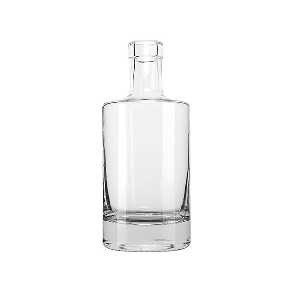 375ML FLINT GLASS JERSEY BAR TOP SPIRITS BOTTLE ROUND WITH 18.5-CORK NECK FINISH