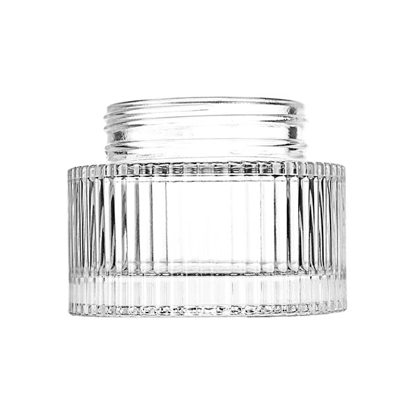 50ML FLINT GLASS FLUTED LABEL PANEL SQUAT JAR ROUND WITH 48MM NECK-detail image