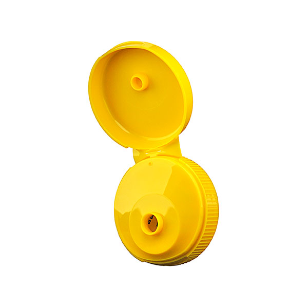 27910115: 38-400 YELLOW RIB SIDE PP FLIP TOP DISPENSING CLOSURE WITH SFYP PRINTED PS21 LINER 0.25" ORIFICE