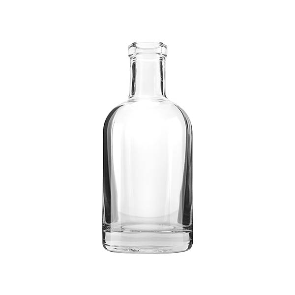 N1012963 : 200ML EXTRA FLINT GLASS OSLO BAR TOP SPIRITS BOTTLE ROUND WITH 17.MM NECK
